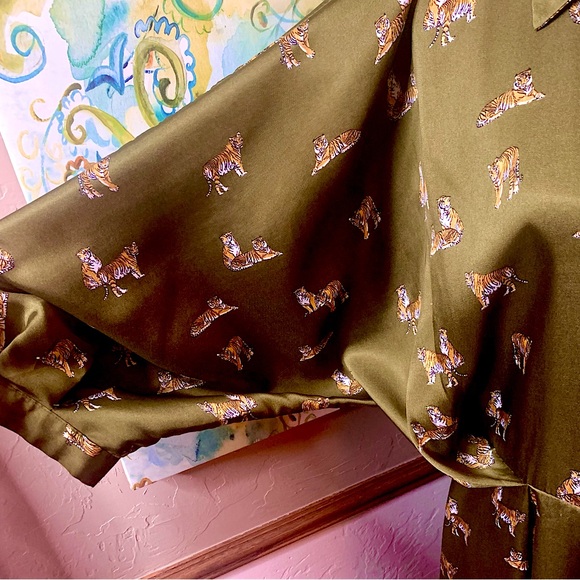 Zara Novelty Tiger Print Button Down Midi Shirt Dress EUC Size Large - Picture 6 of 14